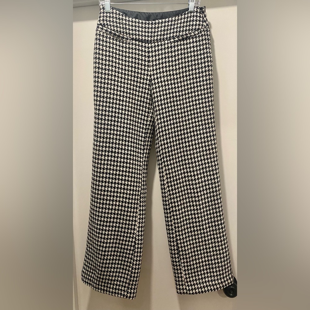 Metrostyle Black & White Houndstooth Wool Flare Pants - Size 4